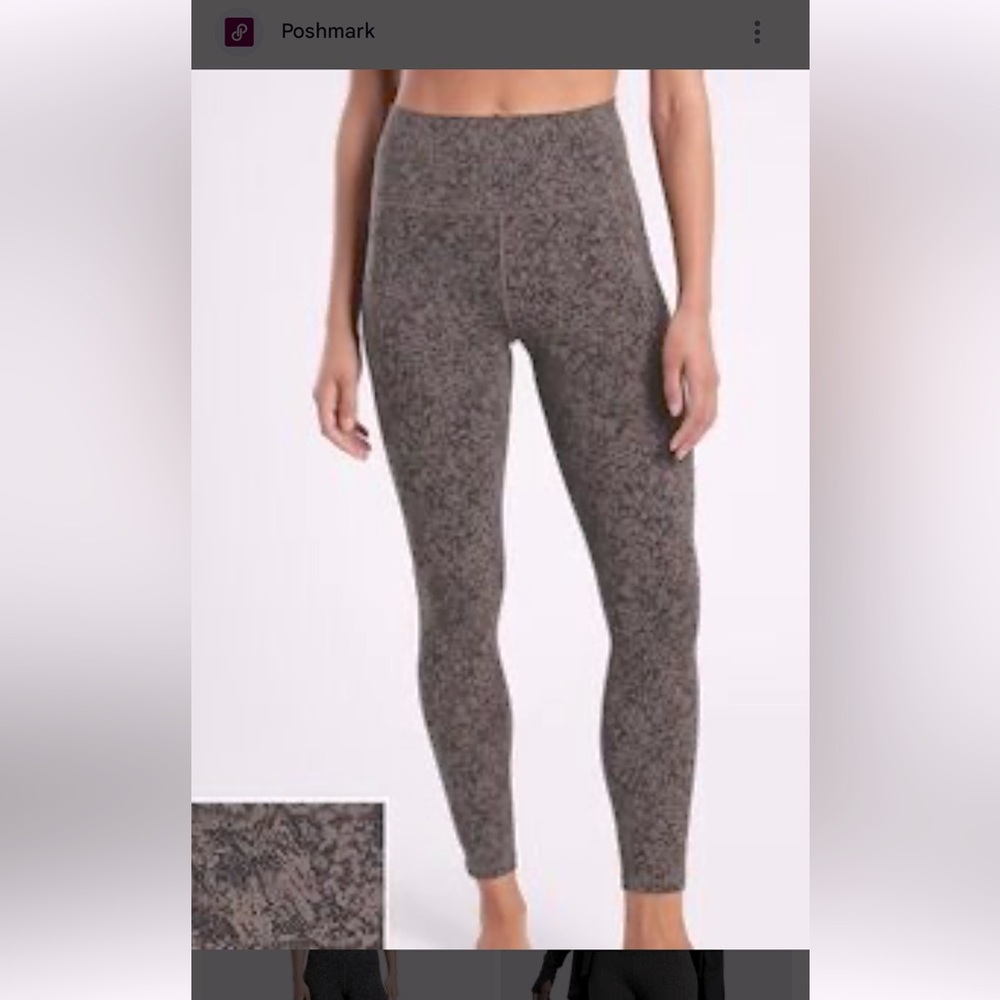 Athleta Salutation 7/8 textured tights in brown and black abstract pattern